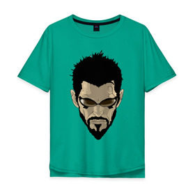 Мужская футболка хлопок Oversize с принтом Deus Ex Human Revolution - Adam Jensen в Тюмени, 100% хлопок | свободный крой, круглый ворот, “спинка” длиннее передней части | адам дженсен | игры | компьютерные игры | персонаж