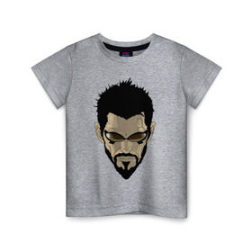 Детская футболка хлопок с принтом Deus Ex Human Revolution - Adam Jensen в Тюмени, 100% хлопок | круглый вырез горловины, полуприлегающий силуэт, длина до линии бедер | адам дженсен | игры | компьютерные игры | персонаж