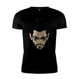 Мужская футболка премиум с принтом Deus Ex Human Revolution - Adam Jensen в Тюмени, 92% хлопок, 8% лайкра | приталенный силуэт, круглый вырез ворота, длина до линии бедра, короткий рукав | адам дженсен | игры | компьютерные игры | персонаж