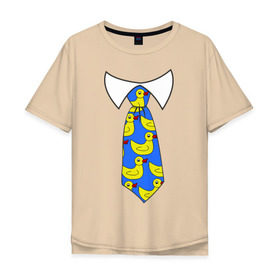 Мужская футболка хлопок Oversize с принтом Утиный галстук в Тюмени, 100% хлопок | свободный крой, круглый ворот, “спинка” длиннее передней части | барни | галстук | как я встретил вашу маму | маршал | птицы | птички | утки | уточки | утята