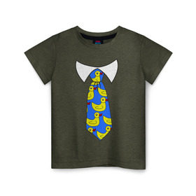 Детская футболка хлопок с принтом Утиный галстук в Тюмени, 100% хлопок | круглый вырез горловины, полуприлегающий силуэт, длина до линии бедер | барни | галстук | как я встретил вашу маму | маршал | птицы | птички | утки | уточки | утята