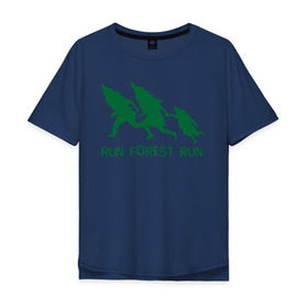 Мужская футболка хлопок Oversize с принтом Беги лес в Тюмени, 100% хлопок | свободный крой, круглый ворот, “спинка” длиннее передней части | eco | run forest run | беги лес беги | зеленые технологии | зелень | лес | планета | чистота | эко | экология