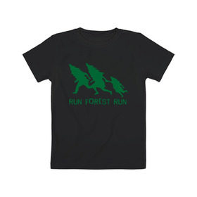 Детская футболка хлопок с принтом Беги лес в Тюмени, 100% хлопок | круглый вырез горловины, полуприлегающий силуэт, длина до линии бедер | eco | run forest run | беги лес беги | зеленые технологии | зелень | лес | планета | чистота | эко | экология