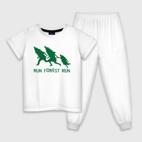 Детская пижама хлопок с принтом Беги лес в Тюмени, 100% хлопок |  брюки и футболка прямого кроя, без карманов, на брюках мягкая резинка на поясе и по низу штанин
 | eco | run forest run | беги лес беги | зеленые технологии | зелень | лес | планета | чистота | эко | экология