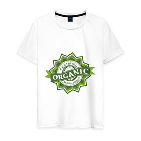Мужская футболка хлопок с принтом Настоящая органика в Тюмени, 100% хлопок | прямой крой, круглый вырез горловины, длина до линии бедер, слегка спущенное плечо. | eco | organic | зеленые технологии | зелень | натуральный | натуральный продукт | планета | сертификат | чистота | эко | экология