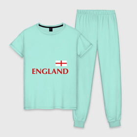 Женская пижама хлопок с принтом Сборная Англии - Стивен Джеррард 4 в Тюмени, 100% хлопок | брюки и футболка прямого кроя, без карманов, на брюках мягкая резинка на поясе и по низу штанин | англия | сборная англии | стивен джеррард | флаг англии | футбол