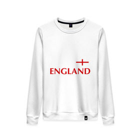 Женский свитшот хлопок с принтом Сборная Англии - Стивен Джеррард 4 в Тюмени, 100% хлопок | прямой крой, круглый вырез, на манжетах и по низу широкая трикотажная резинка  | англия | сборная англии | стивен джеррард | флаг англии | футбол