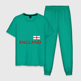 Мужская пижама хлопок с принтом Сборная Англии - 10 в Тюмени, 100% хлопок | брюки и футболка прямого кроя, без карманов, на брюках мягкая резинка на поясе и по низу штанин
 | Тематика изображения на принте: англия | руни | сборная англии | флаг англии | футбол