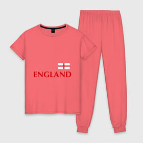 Женская пижама хлопок с принтом Сборная Англии - 10 в Тюмени, 100% хлопок | брюки и футболка прямого кроя, без карманов, на брюках мягкая резинка на поясе и по низу штанин | англия | руни | сборная англии | флаг англии | футбол