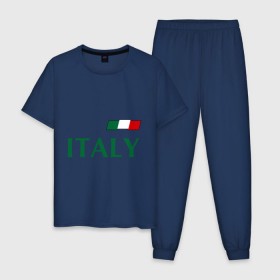 Мужская пижама хлопок с принтом Сборная Италии - 1 в Тюмени, 100% хлопок | брюки и футболка прямого кроя, без карманов, на брюках мягкая резинка на поясе и по низу штанин
 | Тематика изображения на принте: football | буффон | италия | сборная италии