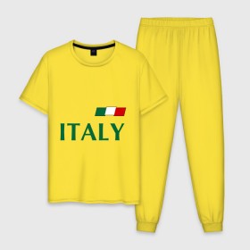 Мужская пижама хлопок с принтом Сборная Италии - 10 в Тюмени, 100% хлопок | брюки и футболка прямого кроя, без карманов, на брюках мягкая резинка на поясе и по низу штанин
 | football | италия | сборная италии