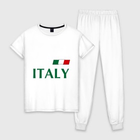 Женская пижама хлопок с принтом Сборная Италии - 10 в Тюмени, 100% хлопок | брюки и футболка прямого кроя, без карманов, на брюках мягкая резинка на поясе и по низу штанин | football | италия | сборная италии