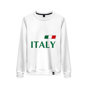 Женский свитшот хлопок с принтом Сборная Италии - 10 в Тюмени, 100% хлопок | прямой крой, круглый вырез, на манжетах и по низу широкая трикотажная резинка  | football | италия | сборная италии