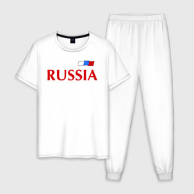 Мужская пижама хлопок с принтом Сборная России в Тюмени, 100% хлопок | брюки и футболка прямого кроя, без карманов, на брюках мягкая резинка на поясе и по низу штанин
 | football | russia | россия | сборная россии | я русский
