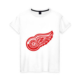 Женская футболка хлопок с принтом Detroit Red Wings Pavel Datsyuk - Павел Дацюк в Тюмени, 100% хлопок | прямой крой, круглый вырез горловины, длина до линии бедер, слегка спущенное плечо | нхл