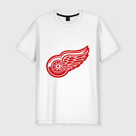 Мужская футболка премиум с принтом Detroit Red Wings Pavel Datsyuk - Павел Дацюк в Тюмени, 92% хлопок, 8% лайкра | приталенный силуэт, круглый вырез ворота, длина до линии бедра, короткий рукав | Тематика изображения на принте: нхл