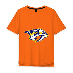 Мужская футболка хлопок Oversize с принтом Nashville Predators Radulov - Радулов 47 в Тюмени, 100% хлопок | свободный крой, круглый ворот, “спинка” длиннее передней части | национальная хоккейная лига | нхл | радулов