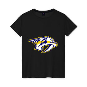 Женская футболка хлопок с принтом Nashville Predators Radulov - Радулов 47 в Тюмени, 100% хлопок | прямой крой, круглый вырез горловины, длина до линии бедер, слегка спущенное плечо | национальная хоккейная лига | нхл | радулов