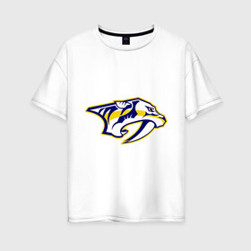 Женская футболка хлопок Oversize с принтом Nashville Predators Radulov - Радулов 47 в Тюмени, 100% хлопок | свободный крой, круглый ворот, спущенный рукав, длина до линии бедер
 | национальная хоккейная лига | нхл | радулов
