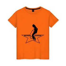 Женская футболка хлопок с принтом Майкл Джексон Звезда в Тюмени, 100% хлопок | прямой крой, круглый вырез горловины, длина до линии бедер, слегка спущенное плечо | michael jackson | mj | поп звезда | поп музыка