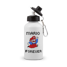 Бутылка спортивная с принтом Mario forever в Тюмени, металл | емкость — 500 мл, в комплекте две пластиковые крышки и карабин для крепления | nintendo | марио | нинтендо