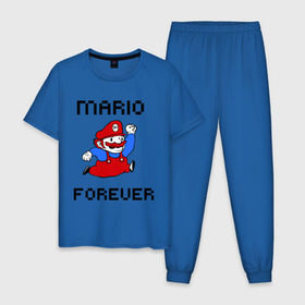 Мужская пижама хлопок с принтом Mario forever в Тюмени, 100% хлопок | брюки и футболка прямого кроя, без карманов, на брюках мягкая резинка на поясе и по низу штанин
 | nintendo | марио | нинтендо