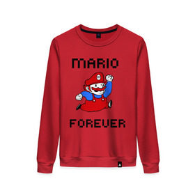 Женский свитшот хлопок с принтом Mario forever в Тюмени, 100% хлопок | прямой крой, круглый вырез, на манжетах и по низу широкая трикотажная резинка  | nintendo | марио | нинтендо