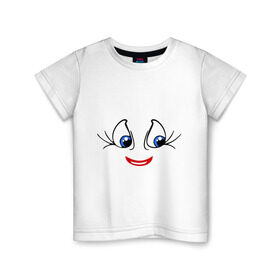 Детская футболка хлопок с принтом Глазки в Тюмени, 100% хлопок | круглый вырез горловины, полуприлегающий силуэт, длина до линии бедер | smile | глаза | настроение | позитив | ресницы | рожица | смайлик | улыбаться | улыбка | улыбочка | эмоции