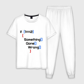 Мужская пижама хлопок с принтом if 1=2 в Тюмени, 100% хлопок | брюки и футболка прямого кроя, без карманов, на брюках мягкая резинка на поясе и по низу штанин
 | 12 | для программистам | если один равно 2 | код | программирование | что то пойдет не так