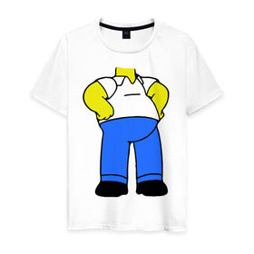 Мужская футболка хлопок с принтом тело Гомера в Тюмени, 100% хлопок | прямой крой, круглый вырез горловины, длина до линии бедер, слегка спущенное плечо. | гомер без головы