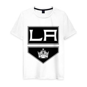 Мужская футболка хлопок с принтом Los Angeles Kings - Лос Анджелес в Тюмени, 100% хлопок | прямой крой, круглый вырез горловины, длина до линии бедер, слегка спущенное плечо. | la | los angeles kings | nhl | кубок стенли | лос анджелес кингс | нхл | хоккей