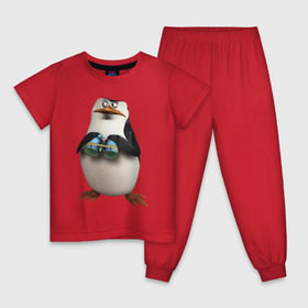 Детская пижама хлопок с принтом Пингвин с биноклем в Тюмени, 100% хлопок |  брюки и футболка прямого кроя, без карманов, на брюках мягкая резинка на поясе и по низу штанин
 | пингвин