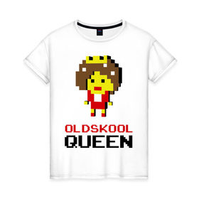 Женская футболка хлопок с принтом Oldskool Queen в Тюмени, 100% хлопок | прямой крой, круглый вырез горловины, длина до линии бедер, слегка спущенное плечо | Тематика изображения на принте: 