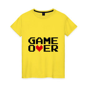 Женская футболка хлопок с принтом game over 8 bit в Тюмени, 100% хлопок | прямой крой, круглый вырез горловины, длина до линии бедер, слегка спущенное плечо | 8 bit | 8 бит | 8bit | 8бит | game over | игра окончена