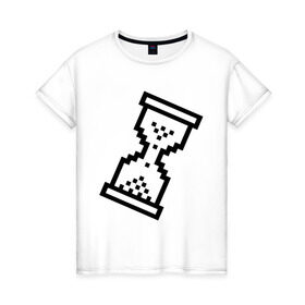 Женская футболка хлопок с принтом часики в Тюмени, 100% хлопок | прямой крой, круглый вырез горловины, длина до линии бедер, слегка спущенное плечо | 8 bit | 8 бит | 8bit | 8бит | песочные часы | часы