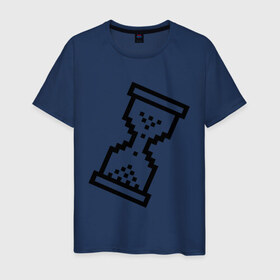 Мужская футболка хлопок с принтом часики в Тюмени, 100% хлопок | прямой крой, круглый вырез горловины, длина до линии бедер, слегка спущенное плечо. | 8 bit | 8 бит | 8bit | 8бит | песочные часы | часы