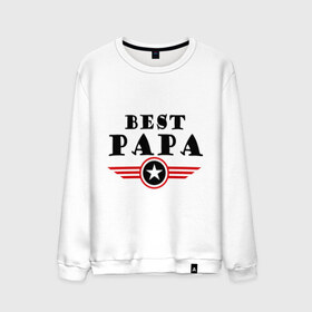 Мужской свитшот хлопок с принтом Best papa logo в Тюмени, 100% хлопок |  | best papa logo | мужу | отец | папа | папе | подарок папе | самые лучшие