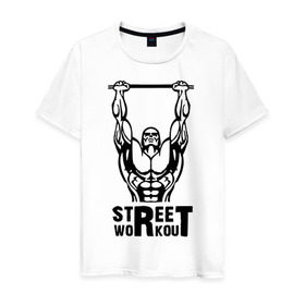 Мужская футболка хлопок с принтом Street Workout K в Тюмени, 100% хлопок | прямой крой, круглый вырез горловины, длина до линии бедер, слегка спущенное плечо. | street workout | street workout k | workout | спорт | стрит воркаут
