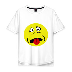 Мужская футболка хлопок Oversize с принтом Грустный смайл в Тюмени, 100% хлопок | свободный крой, круглый ворот, “спинка” длиннее передней части | smile | грустный | грусть | смайл | смайлик