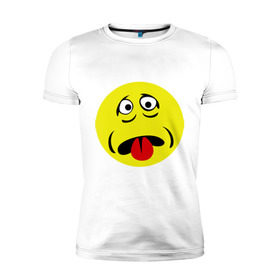 Мужская футболка премиум с принтом Грустный смайл в Тюмени, 92% хлопок, 8% лайкра | приталенный силуэт, круглый вырез ворота, длина до линии бедра, короткий рукав | smile | грустный | грусть | смайл | смайлик