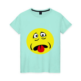Женская футболка хлопок с принтом Грустный смайл в Тюмени, 100% хлопок | прямой крой, круглый вырез горловины, длина до линии бедер, слегка спущенное плечо | smile | грустный | грусть | смайл | смайлик
