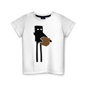 Детская футболка хлопок с принтом Enderman в Тюмени, 100% хлопок | круглый вырез горловины, полуприлегающий силуэт, длина до линии бедер | enderman | minecraft | игры | компьютерные игры | майнкрафт