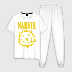 Мужская пижама хлопок с принтом Narnia в Тюмени, 100% хлопок | брюки и футболка прямого кроя, без карманов, на брюках мягкая резинка на поясе и по низу штанин
 | nirvana | антибренд | музыка | нирвана | рок
