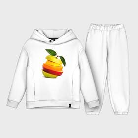 Детский костюм хлопок Oversize с принтом мега яблоко в Тюмени,  |  | апельсин | брызги | вода | лимон | фрукты | яблоко