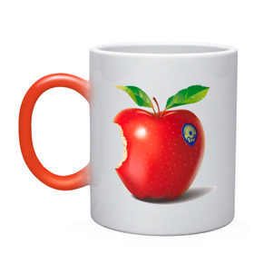 Кружка хамелеон с принтом откусанное яблоко в Тюмени, керамика | меняет цвет при нагревании, емкость 330 мл | apple | вкусное | девушкам | фрукты | фрукты и ягоды | яблоко