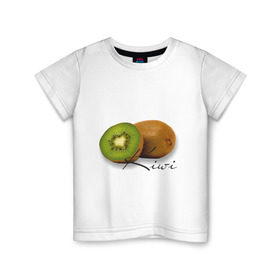 Детская футболка хлопок с принтом Kiwi в Тюмени, 100% хлопок | круглый вырез горловины, полуприлегающий силуэт, длина до линии бедер | Тематика изображения на принте: вкусное | девушкам | киви | фрукты | фрукты и ягоды