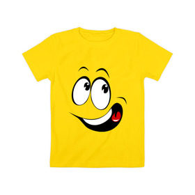 Детская футболка хлопок с принтом Смайл_01 в Тюмени, 100% хлопок | круглый вырез горловины, полуприлегающий силуэт, длина до линии бедер | smile | позитив | рожица | смайл | смайлик