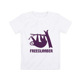 Детская футболка хлопок с принтом Freeclimber в Тюмени, 100% хлопок | круглый вырез горловины, полуприлегающий силуэт, длина до линии бедер | climb | freeclimber | альпинизм | альпинисты | горы | скалолазанье | скалолазы | спорт