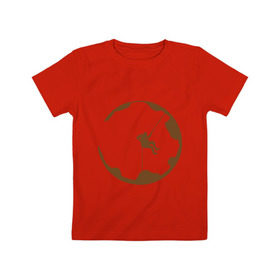Детская футболка хлопок с принтом Альпинист в земном шаре в Тюмени, 100% хлопок | круглый вырез горловины, полуприлегающий силуэт, длина до линии бедер | climb | альпинизм | альпинисты | горы | земля | земной шар | путь | скалолазанье | скалолазы | спорт