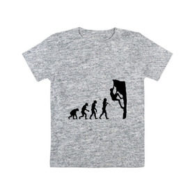 Детская футболка хлопок с принтом Эволюция альпиниста в Тюмени, 100% хлопок | круглый вырез горловины, полуприлегающий силуэт, длина до линии бедер | climb | climber | альпинизм | альпинист | альпинисты | горы | путь | скалолазанье | скалолазы | спорт | эволюция